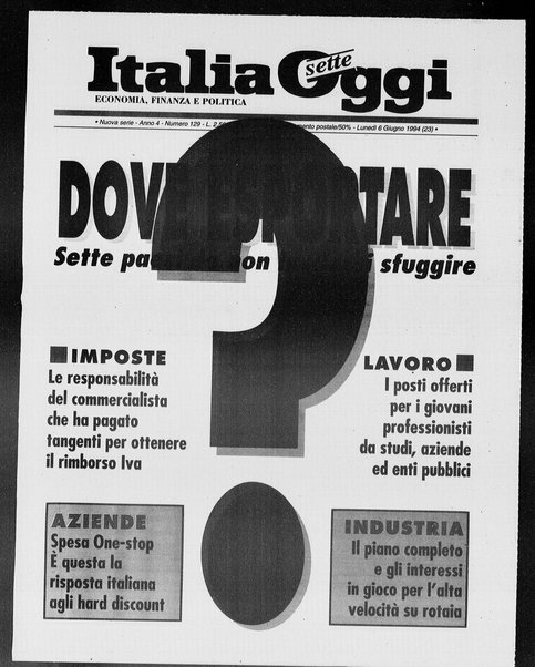 Italia oggi : quotidiano di economia finanza e politica